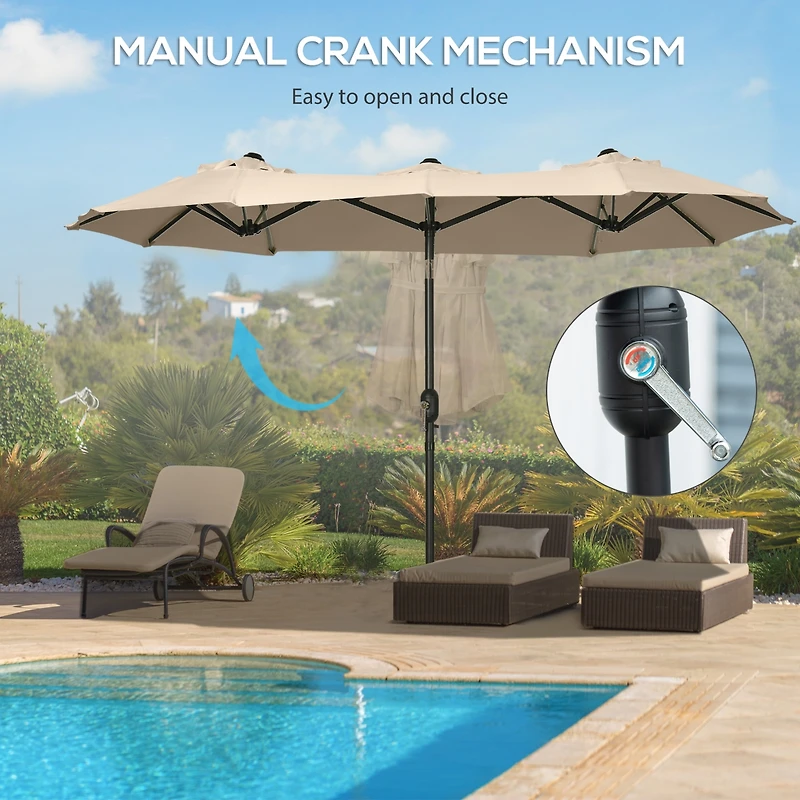 Flynama Double-sided Patio Umbrella 9.5' Large Outdoor Market Umbrella with Push Button Tilt and Crank