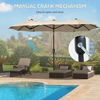 Flynama Double-sided Patio Umbrella 9.5' Large Outdoor Market Umbrella with Push Button Tilt and Crank