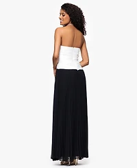 Betsy & Adam Women's Colorblocked Strapless Chiffon-Skirt Long Dress