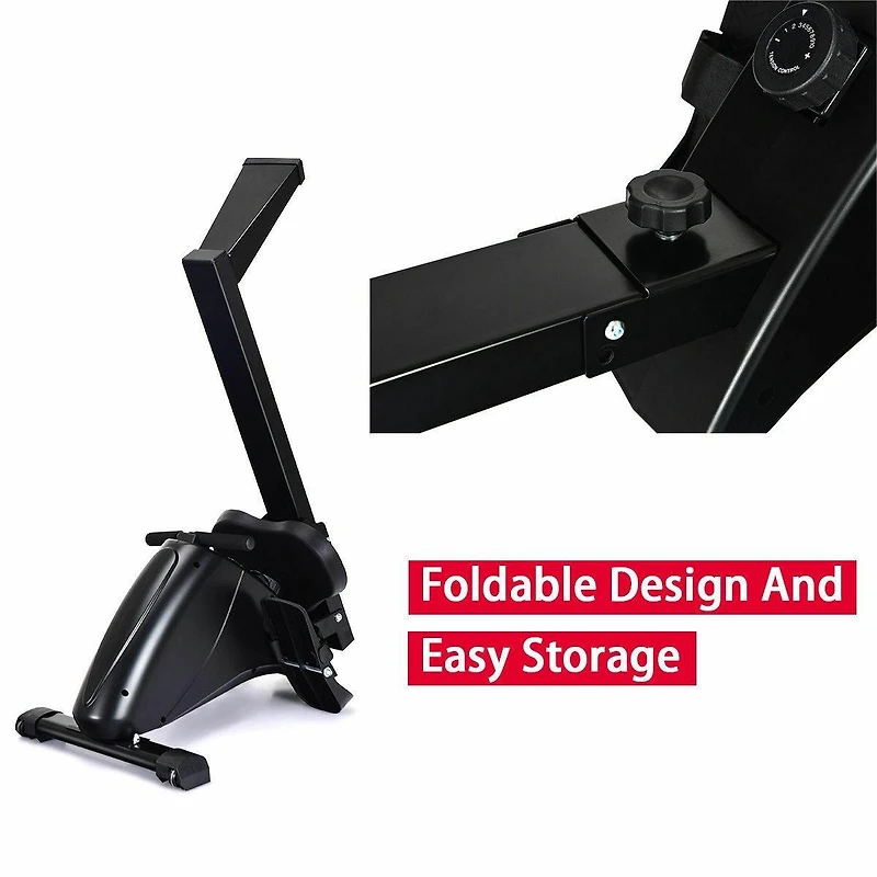 Akiudex Foldable Magnetic Quiet Operated Fitness Rowing Machine with 10 Level Adjustable Resistance