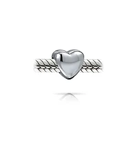 Bling Jewelry Set of 2 Simple Heart Bead Charm Sterling Silver for European Bracelet