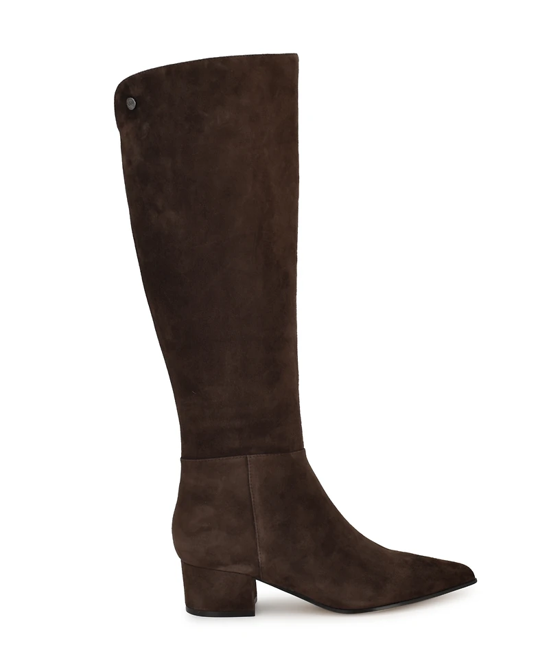 Nine West Women's Morgin Tall Pointy Toe Block Heel Boots