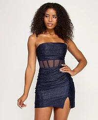Katia Rae Juniors' Strapless Glitter-Knit Bodycon Dress