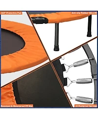 Zenova 40inch Foldable Mini Trampoline Orange Fitness Rebounder with Adjustable Foam Handle