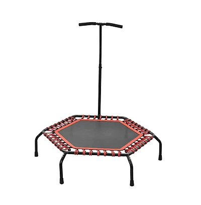 Zenova 48in Foldable Trampoline Hexagonal Red with Adjustable Foam Handle