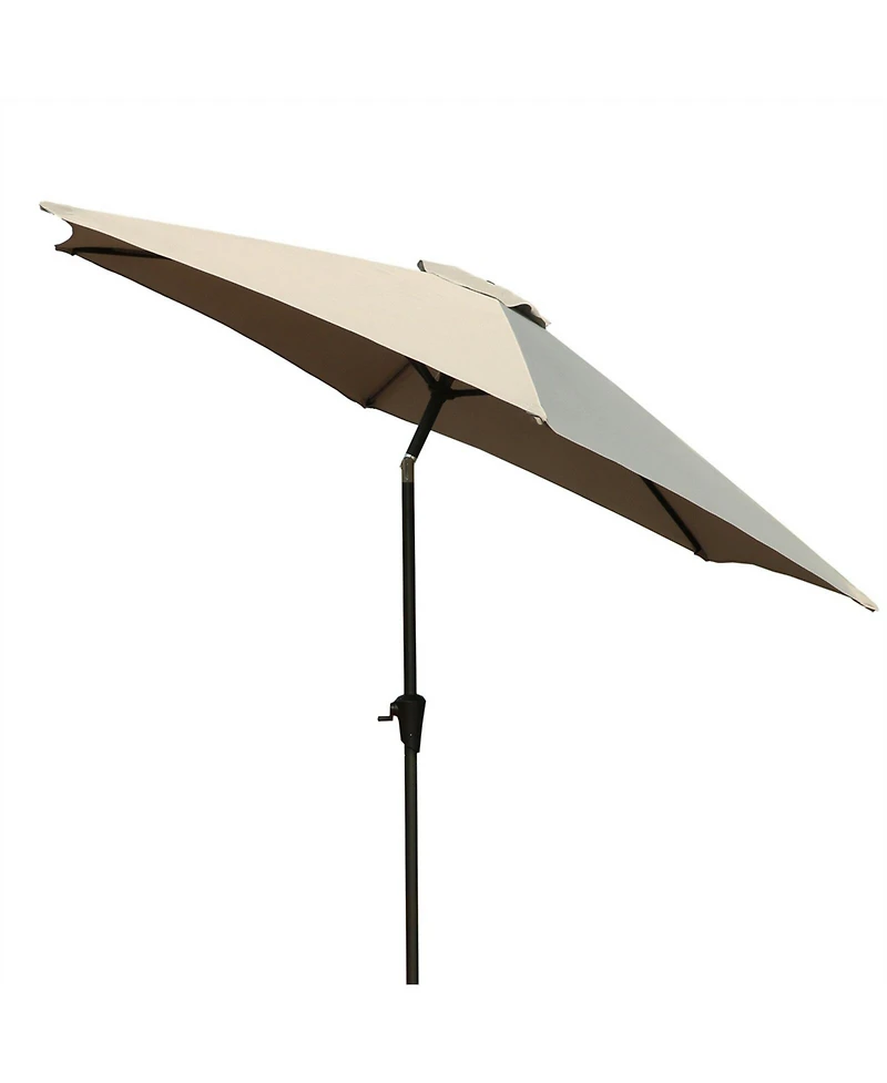 Flynama 8.8 feet Outdoor Aluminum Patio Umbrella,Market Umbrella with 33 pounds Round Resin Umbrella Base, Push Button Tilt and Crank lift