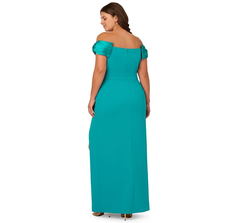 Adrianna Plus Off-The-Shoulder Column Gown