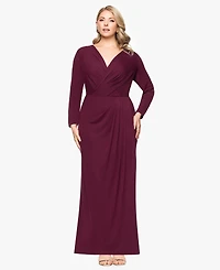 Betsy & Adam Plus Long-Sleeve Matte Jersey Dress