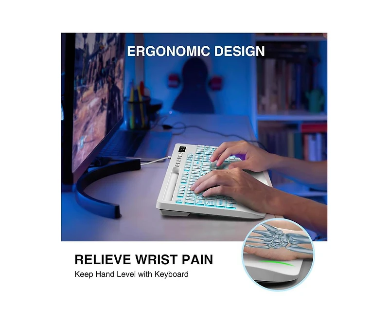 Large Print Backlit Computer Keyboard, Wired Usb with 7-Color Backlight, Easy to Read for Laptop Pc Windows Desktop