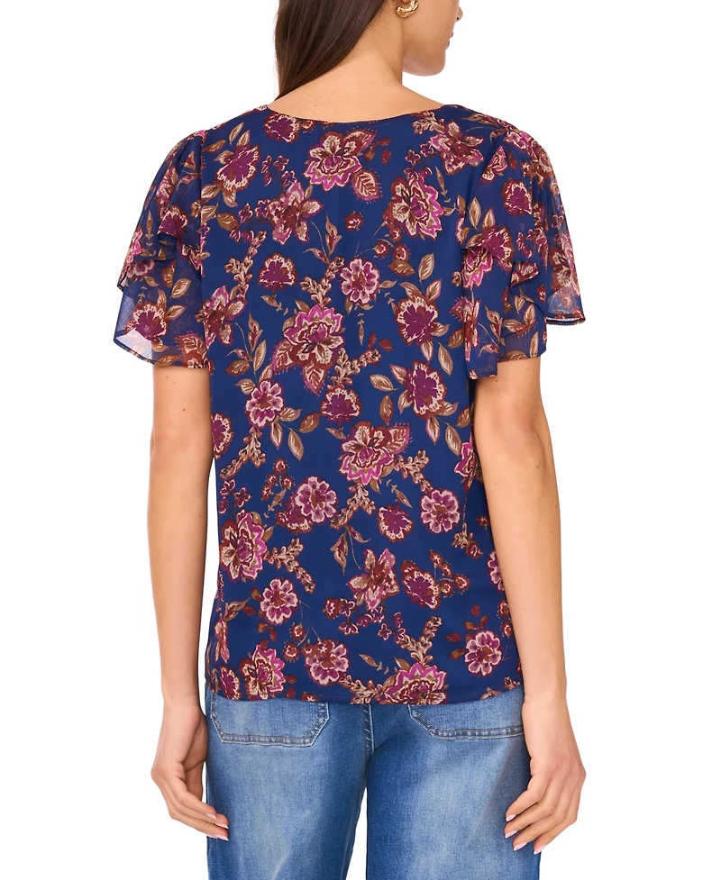 Vince Camuto Women's Flutter-Sleeve V-Neck Blouse