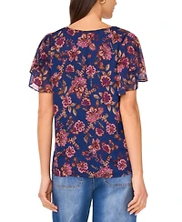 Vince Camuto Women's Flutter-Sleeve V-Neck Blouse