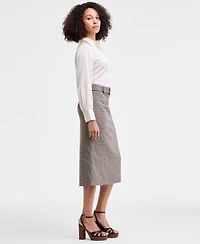 French Connection Women's Houndstooth Belted Midi Skirt