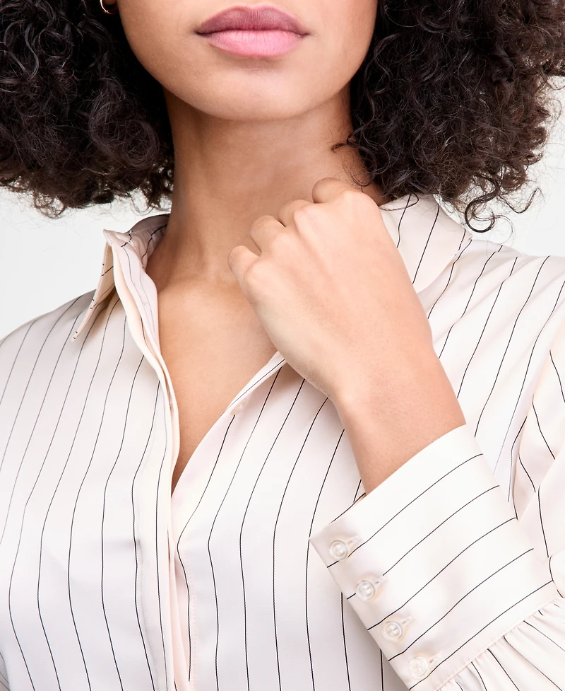 French Connection Women's Satin Pinstriped Top