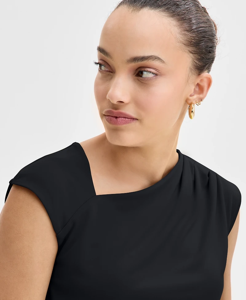I.n.c. International Concepts Petite Asymmetric Draped Top, Exclusively at Macy's