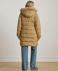 Lauren Ralph Plus Faux-Fur-Trim Hooded Puffer Coat