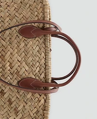 Mango Women's Large Double-Handle Natural Fiber Basket Bag