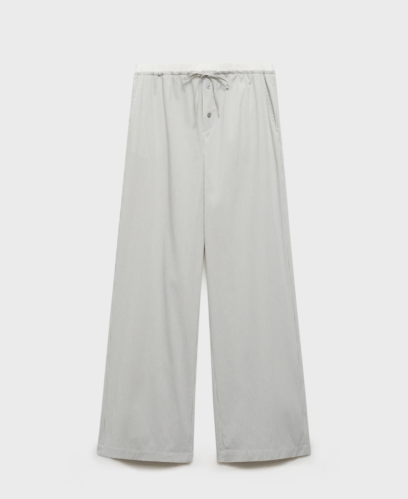 Mango Women's Elastic Detail Striped Pajama Pants