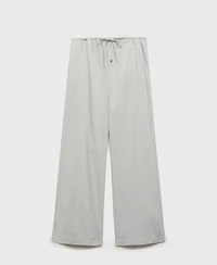 Mango Women's Elastic Detail Striped Pajama Pants