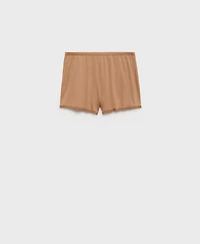 Mango Women's Lace Contrast Cotton Pajama Shorts