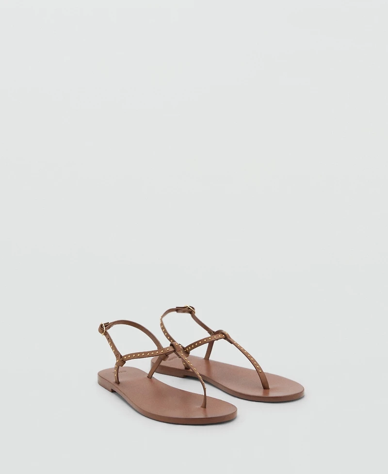 Mango Women's Mini Studs Leather Sandals