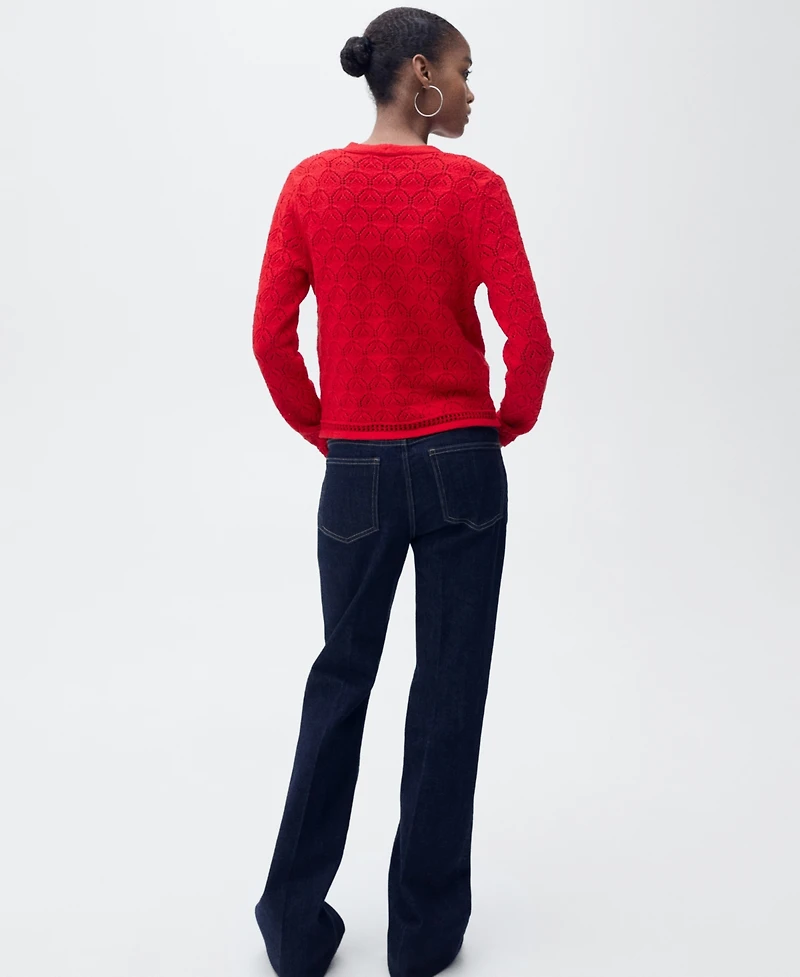 Mango Women's Openwork Detail Knit Cardigan