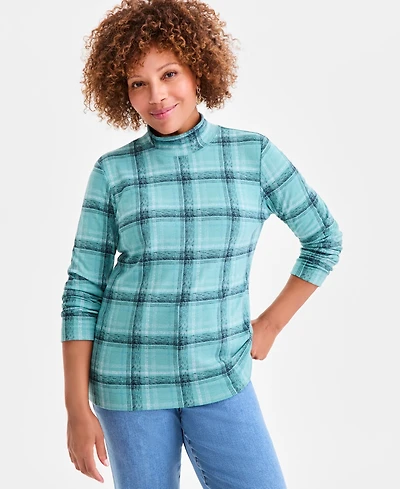 Style & Co Women's Printed Mock Neck Knit Top, Macy's Exclusive