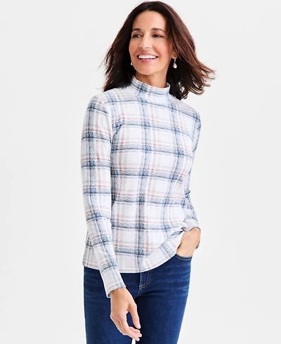 Style & Co Women's Printed Mock Neck Knit Top, Macy's Exclusive
