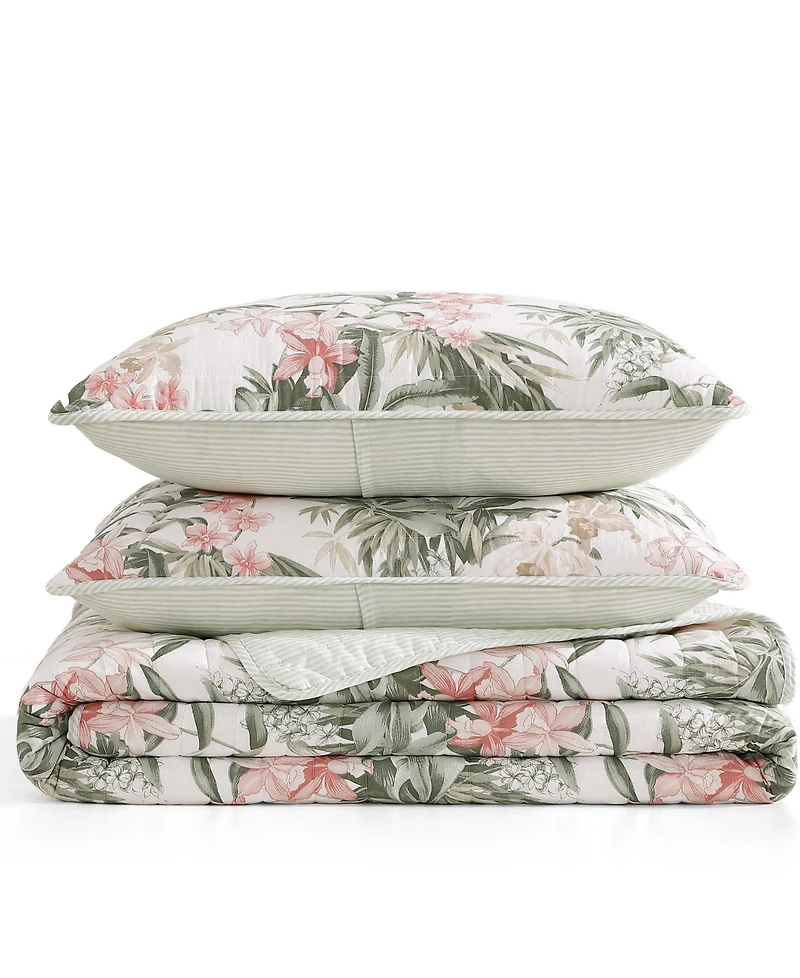 Tommy Bahama Island Orchid Cotton Reversible 3-Pc. Quilt Set