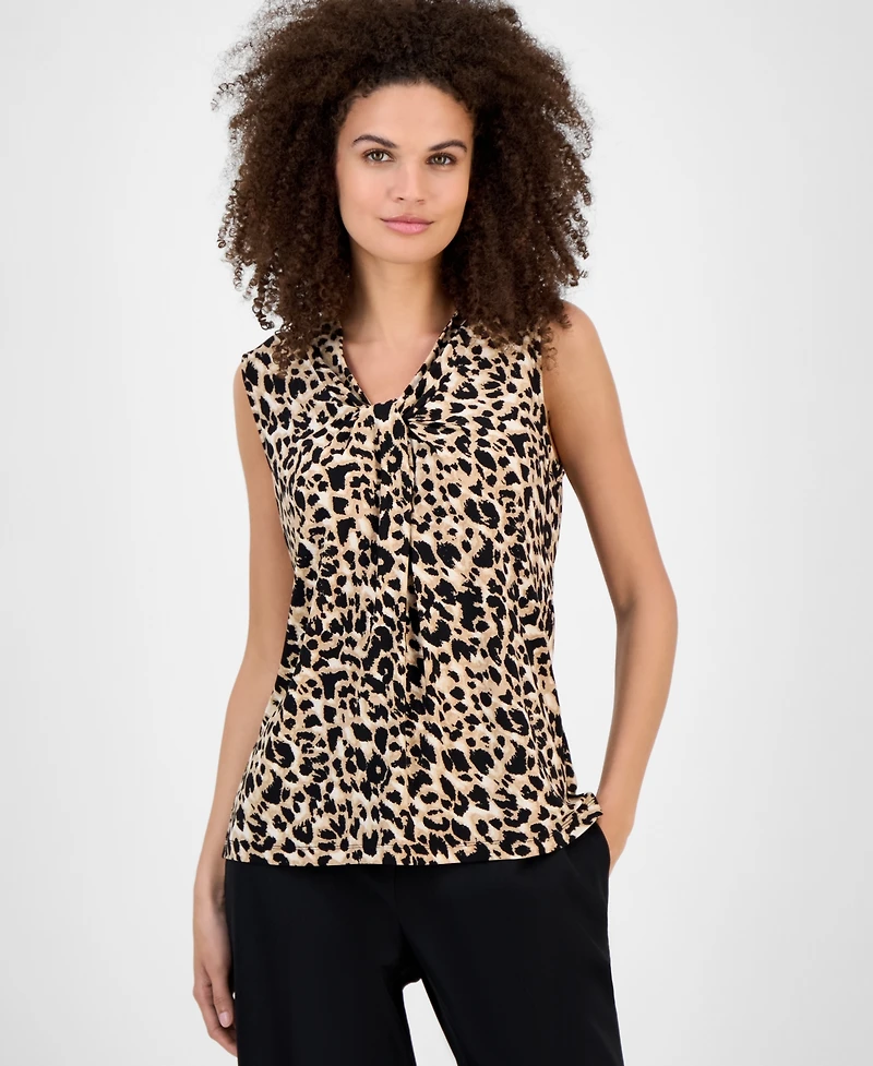 Kasper Women's Sleeveless Knot Front Jersey Top