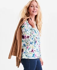 Style & Co Women's Printed Ruffled Smocked-Yoke Top, Macy's Exclusive