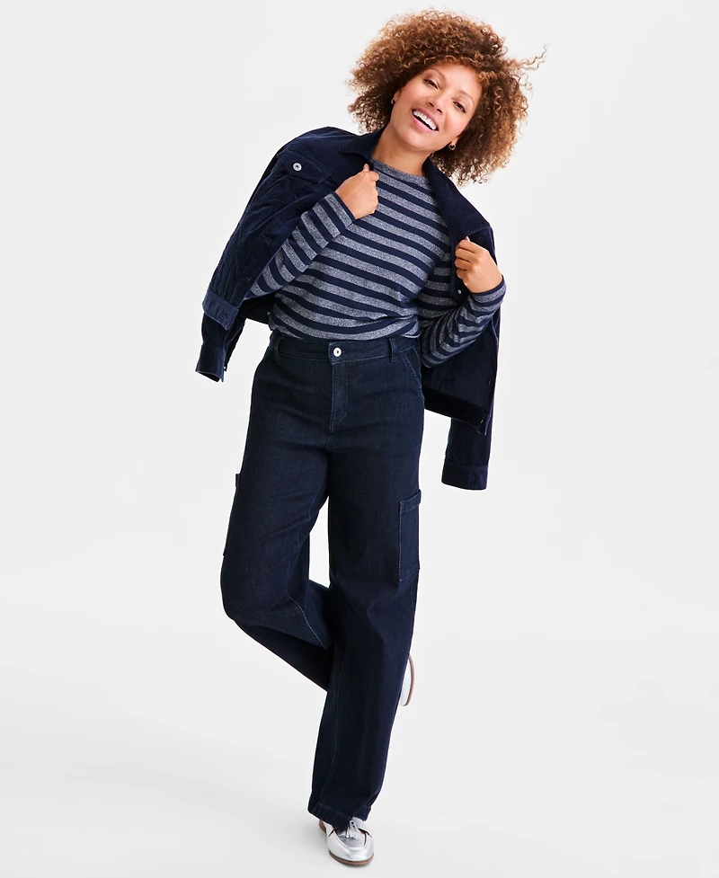 Style & Co Women's Printed Boat Neck Long-Sleeve T-Shirt, Exclusively at Macy's