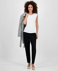 Kasper Scoop-Pleat-Neck Cap-Sleeve Blouse, Regular & Petite