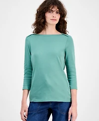 Style & Co Women's Pima Cotton 3/4-Sleeve Boat-Neck Top, Created for Macy's