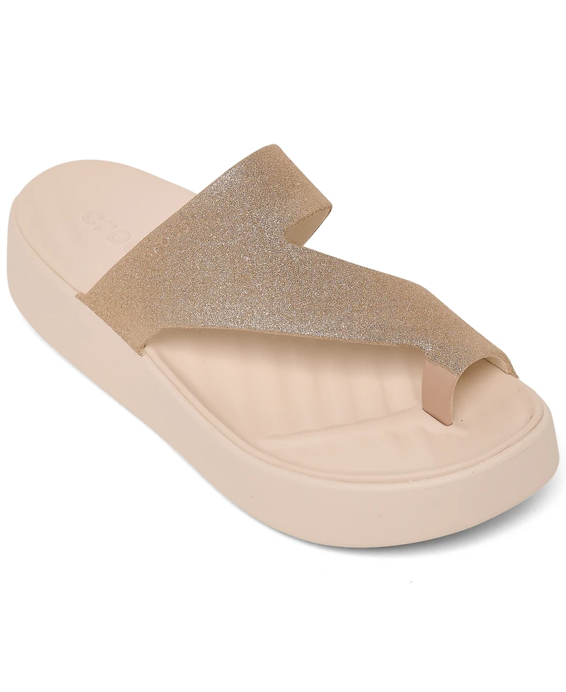 Crocs Women's Getaway Platform Glitter Toe Loop Casual Sandals from Finish Line