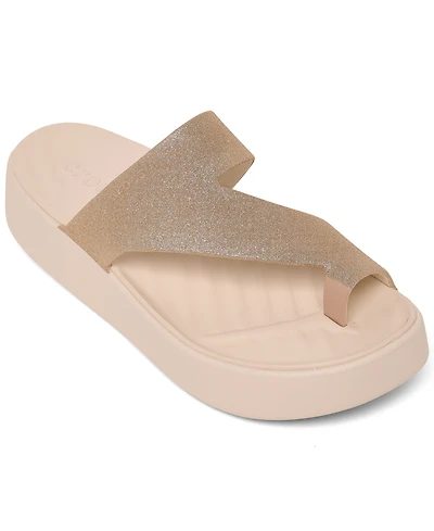 Crocs Women's Getaway Platform Glitter Toe Loop Casual Sandals from Finish Line