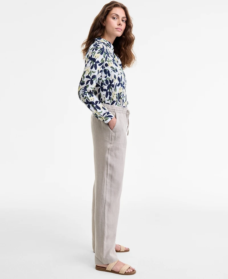 Charter Club Women's 100% Linen Drawstring Pants, Created for Macy's