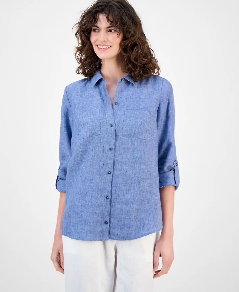 Charter Club Women's 100% Linen Shirt, Created for Macy's