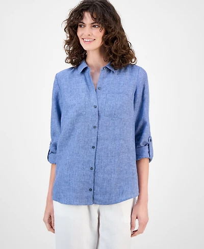 Charter Club Women's 100% Linen Shirt, Created for Macy's
