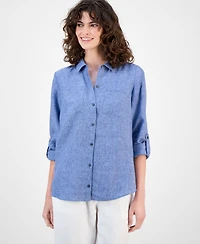 Charter Club Women's 100% Linen Shirt, Created for Macy's