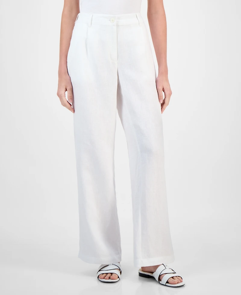 Charter Club Women's Wide-Leg 100% Linen Pants, Macy's Exclusive
