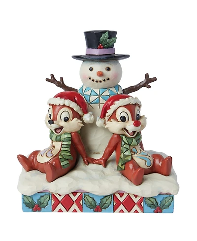 Jim Shore Chip and Dale with Snowman Figurine