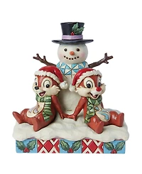 Jim Shore Chip and Dale with Snowman Figurine