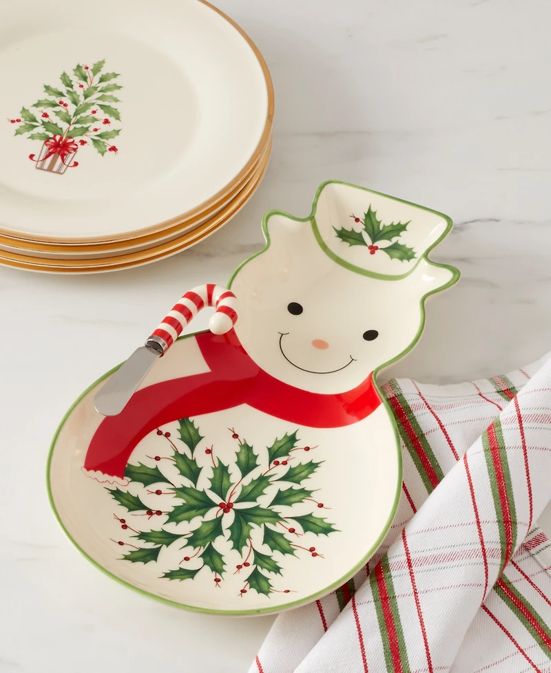Lenox Holiday Snowman Tray & Spreader