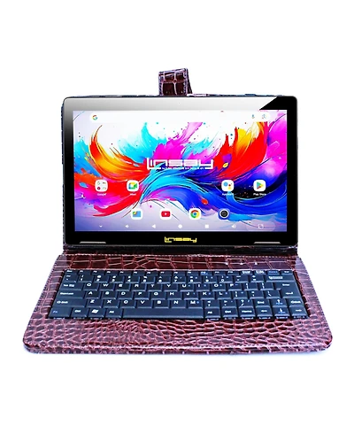 Linsay 10.1" Octa Core 256GB Storage Android 15 Tablet with Crocodile Keyboard
