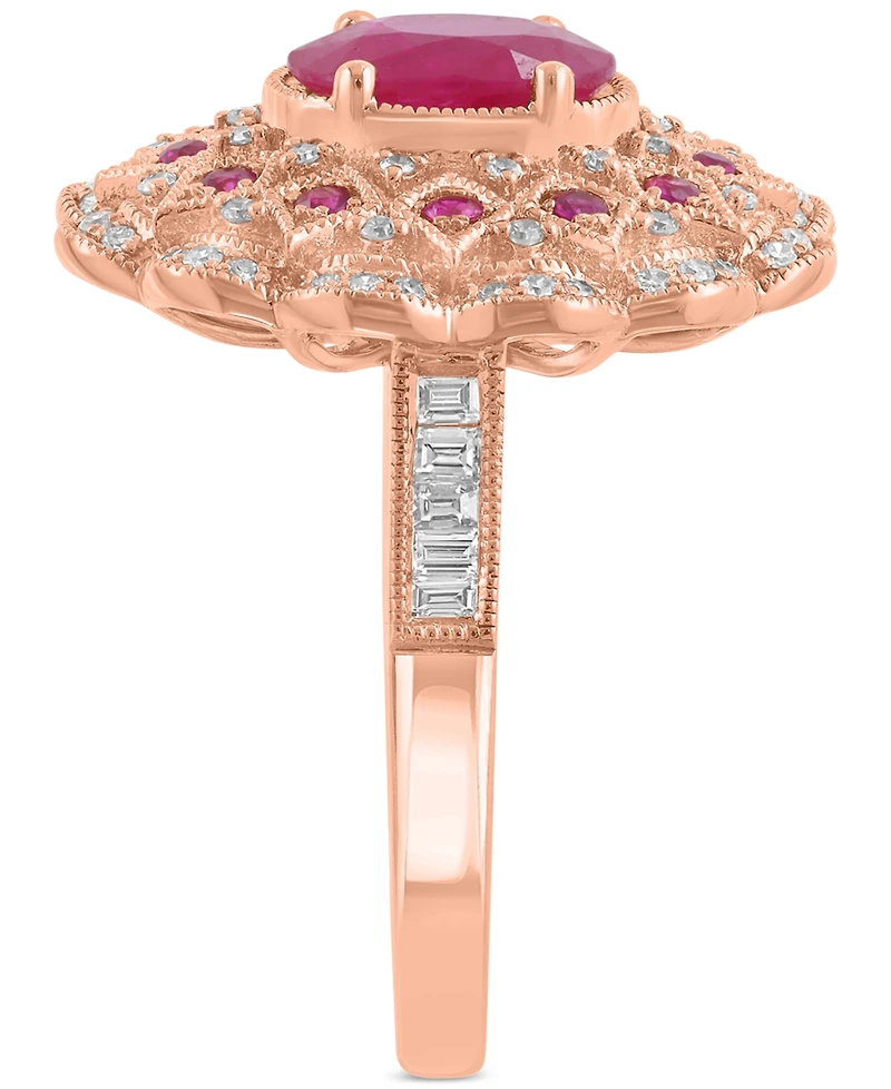 Effy Ruby (1-1/2 ct. t.w.) & Diamond (3/8 ct. t.w.) Statement Ring in 14k Rose Gold