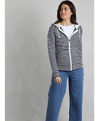 Weird Fish Women's Fisher Full Zip Stripe Macaroni Hoodie