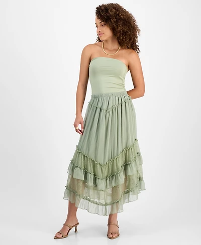 And Now This Petite Asymmetric-Lace-Trim Maxi Skirt, Macy's Exclusive