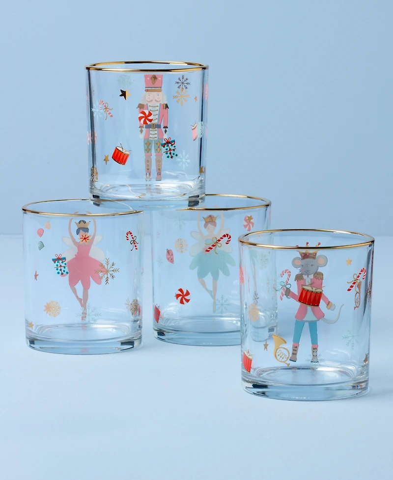 Lenox Nutcracker & Ballet Double Old Fashioned Glasses, Set of 4