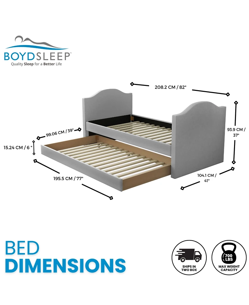 Boyd Sleep Messina Faux Leather Upholstered Daybed with Pull out trundle, Twin