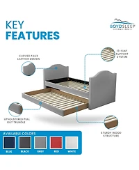 Boyd Sleep Messina Faux Leather Upholstered Daybed with Pull out trundle, Twin